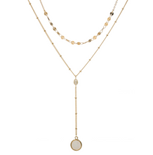 Load image into Gallery viewer, Double Layered Necklace with Round Drop
