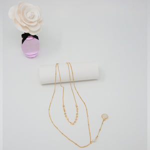 Double Layered Necklace with Round Drop