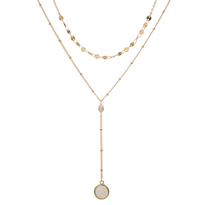 Double Layered Necklace with Round Drop