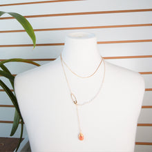 Load image into Gallery viewer, Double Layered Long Stone Drop Necklace
