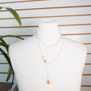 Double Layered Long Stone Drop Necklace