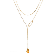 Load image into Gallery viewer, Double Layered Long Stone Drop Necklace
