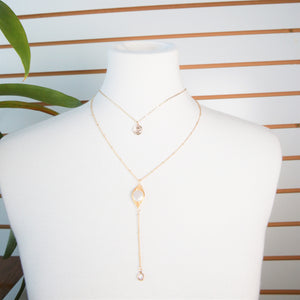 Double Layered Long Drop Necklace