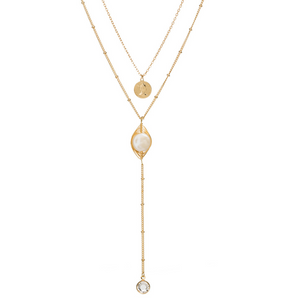 Double Layered Long Drop Necklace