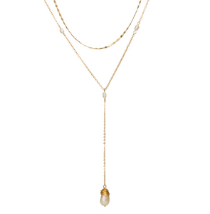 Double Layered Long Drop Necklace